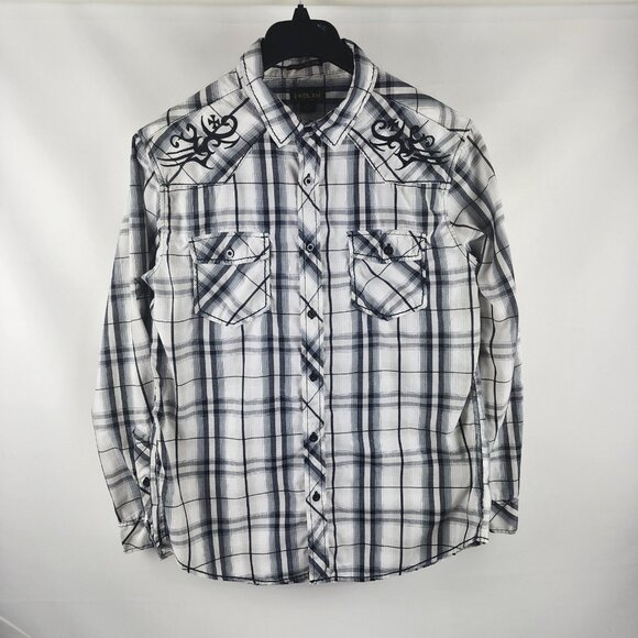 Helix Shirt Men Large Button Down Long Sleeve Black White - Picture 1 of 7